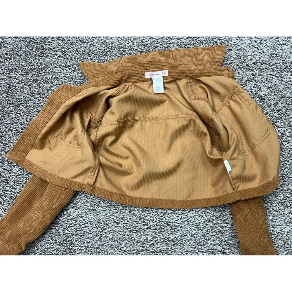Love Squared Girls Size 7 Brown Corduroy Cropped Jacket Button Front Pockets
